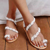 Floral lace white sandals flat sandals - Women's shoes - Verzatil 