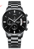 NIBOSI - Solid steel belt men's watch waterproof coated glass luminous three-eye 6-pin quartz watch - Verzatil 