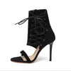 High-heeled cross straps hollow snakeskin boots sexy women's boots - Women's shoes - Verzatil 