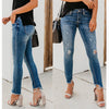 Stretch jeans with holes - Women's Bottom - Verzatil 