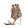High-heeled cross straps hollow snakeskin boots sexy women's boots - Women's shoes - Verzatil 