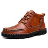 Winter Cowhide Casual Leather Shoes British Middle Cut Martin Boots - Verzatil 