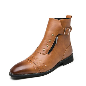 High-top Leather  Shoes Boots Men's England Rub Color Casual Martin Boots - Verzatil 