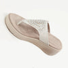 Wedge Heel Flip Flops Embroidered Plus Size - Women's shoes - Verzatil 
