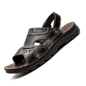 Beach shoes leather soft soled men's shoes - Verzatil 