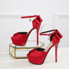 Super high heel waterproof platform silk back with bow - Women's shoes - Verzatil 