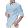 Stand-up Collar Cotton Linen Long-sleeved Shirt - Verzatil 