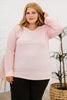 Plus Size Sheer Striped Sleeve V-Neck Top