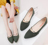 Pointed Tow Ballet Suede Slip-on Flat Pearl Decoration Shoes - Women's shoes - Verzatil 