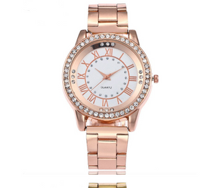 Vansvar Brand Rose Gold Watch Luxury Women Dress Rhinestone Quartz Watch - Verzatil 