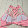 Sexy pink bandage cut out Halter bikini swimsuit - Verzatil 