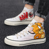 Hand drawn cartoon cat and mouse canvas Shoes - Verzatil 