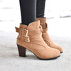 Leather Casual Women High Heels Pumps Warm Ankle Boots - Women's shoes - Verzatil 
