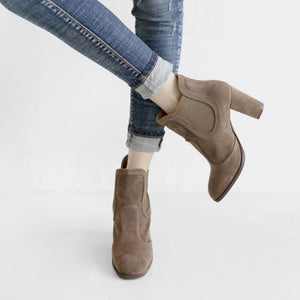 High-heeled boots with thick square spring elastic band boots a generation women's shoes - Verzatil 