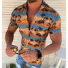 Short Sleeve Shirt Beach Casual Print Lapel Shirt - Verzatil 