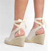 Straw wedge heel strap sandals - Women's shoes - Verzatil 