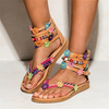 Leather Ethnic style beaded petal sandals - Women's shoes - Verzatil 