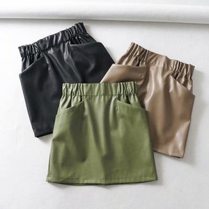 Large pocket leather skirt - Women's Bottom - Verzatil 