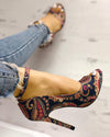 Printed toe buckle high heels - Women's shoes - Verzatil 