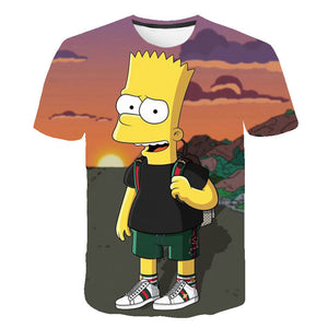 Men's 3D Digital Print Simpson Short Sleeve T-Shirt - Verzatil 