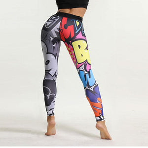 Cartoon pattern 3D printing dag personality high waist yoga pants sports leggings - Verzatil 