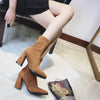 New lady's short boots with warm heel and thick heel suede - Women's Shoes - Verzatil 