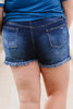 Plus Size Distressed Frayed Hem Denim Shorts