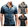 Fashion Men's Simple Short-sleeved Denim Shirt - Verzatil 