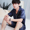 Men's Imitation Silk Short-sleeved Cardigan Shorts Suit - Men's Pajama Set - Verzatil 