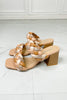 SODA Braided Strap Block Heel Slide Sandal in Nude