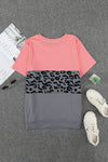 Plus Size Leopard Color Block T-Shirt