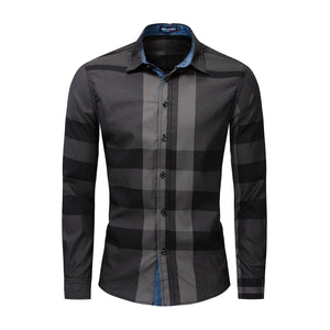 Long-sleeved Shirt Color Matching Plaid Shirt - Verzatil 