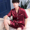 Men's Imitation Silk Short-sleeved Cardigan Shorts Suit - Men's Pajama Set - Verzatil 