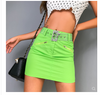 Fluorescent green half-step skirt a sexy tight zipper bag - Women's Bottom - Verzatil 