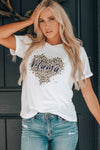 MAMA Leopard Heart Graphic Tee Shirt