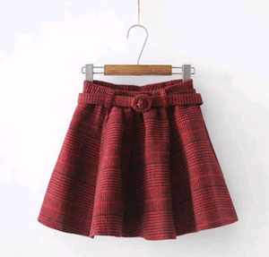 New  wind belt plaid woolen skirt - Women's Bottom - Verzatil 