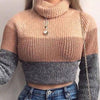 Tri-color knitted turtleneck T-shirt sweater - Verzatil 