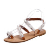 Floral lace white sandals flat sandals - Women's shoes - Verzatil 
