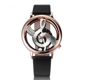 Hollow Musical Note Leather Wrist Watch - Verzatil 