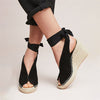 Straw wedge heel strap sandals - Women's shoes - Verzatil 