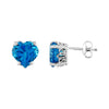 10k white gold earrings. Contain 2 heart shape blue topaz. - Verzatil 