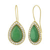 10k yellow gold earrings. Contain 1.00 ctw brilliant stones and two pear shape synthetic emeralds. - Verzatil 