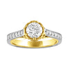 14K Two/Tone ladies engagement ring. Center stone is a cubic zirconia 1.00ctw & on the sides .50ctw brilliant diamonds. - Verzatil 