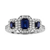 14K White gold ring, contain 1CTW brilliant diamonds & three Emerald cut sapphires. - Verzatil 