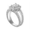 14K Two/Tone Halo ladies engagement ring. Center stone is  an Emerald Cut  Cubic Zirconia 1.80ctw  & 2.00ctw brilliant diamonds. - Verzatil 