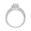 14K Two/Tone Halo ladies engagement ring. Center stone is  an Emerald Cut  Cubic Zirconia 1.80ctw  & 2.00ctw brilliant diamonds. - Verzatil 