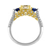 14k Gold ladies ring. Contain two round sapphires, one center CZ and  1.25CT lab grown diamonds - Verzatil 