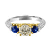 14k Gold ladies ring. Contain two round sapphires, one center CZ and  1.25CT lab grown diamonds - Verzatil 