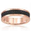 Made of 14k Rose gold with black diamonds all around. Contain three carats of black diamonds. Personalize your ring by engraving it inside with your special message at no additional cost.  Special Orders Only - Verzatil 