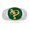 Silver 925  Gents ring. Contain a green topaz and a 14k gold logo. Logo can be replaced - Verzatil 